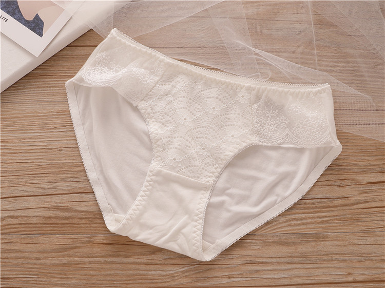 可莉允3条白色棉内裤女低腰蕾丝花边性感无痕白日系少女学生三角裤