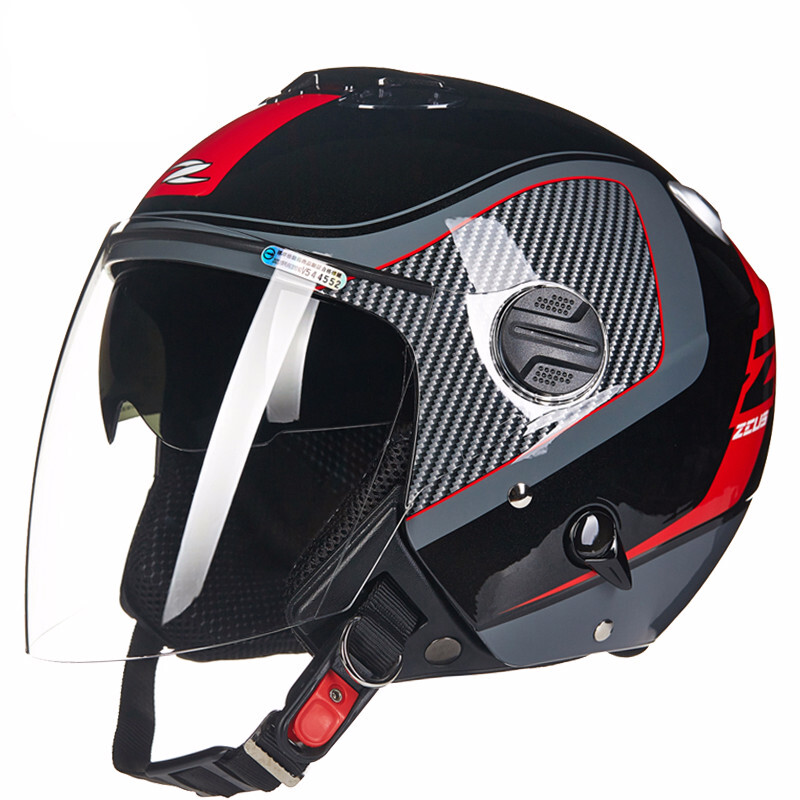 瑞狮摩托车头盔男双镜片半盔覆式夏季机车安全帽大码防晒四季