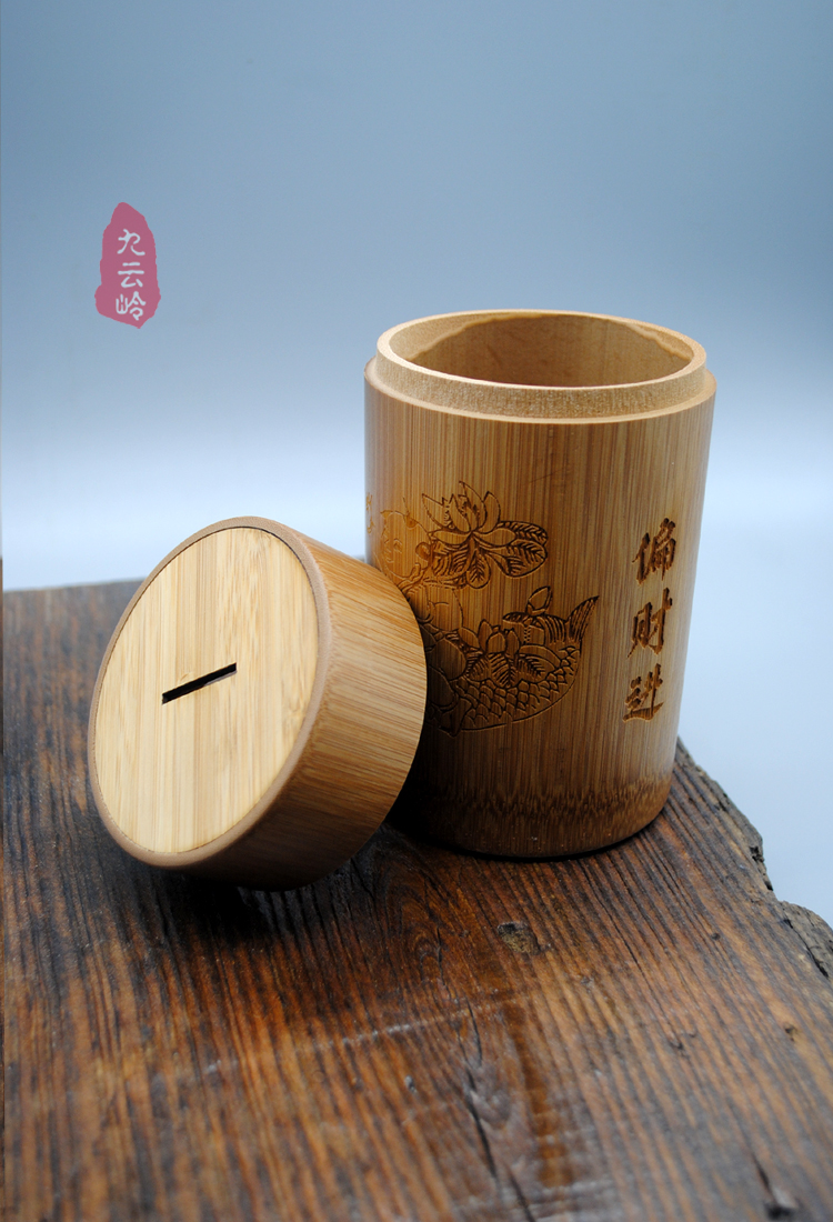 封后竹筒存钱罐储蓄罐超大竹编儿童竹子竹互存钱罐创意个性带盖式带盖