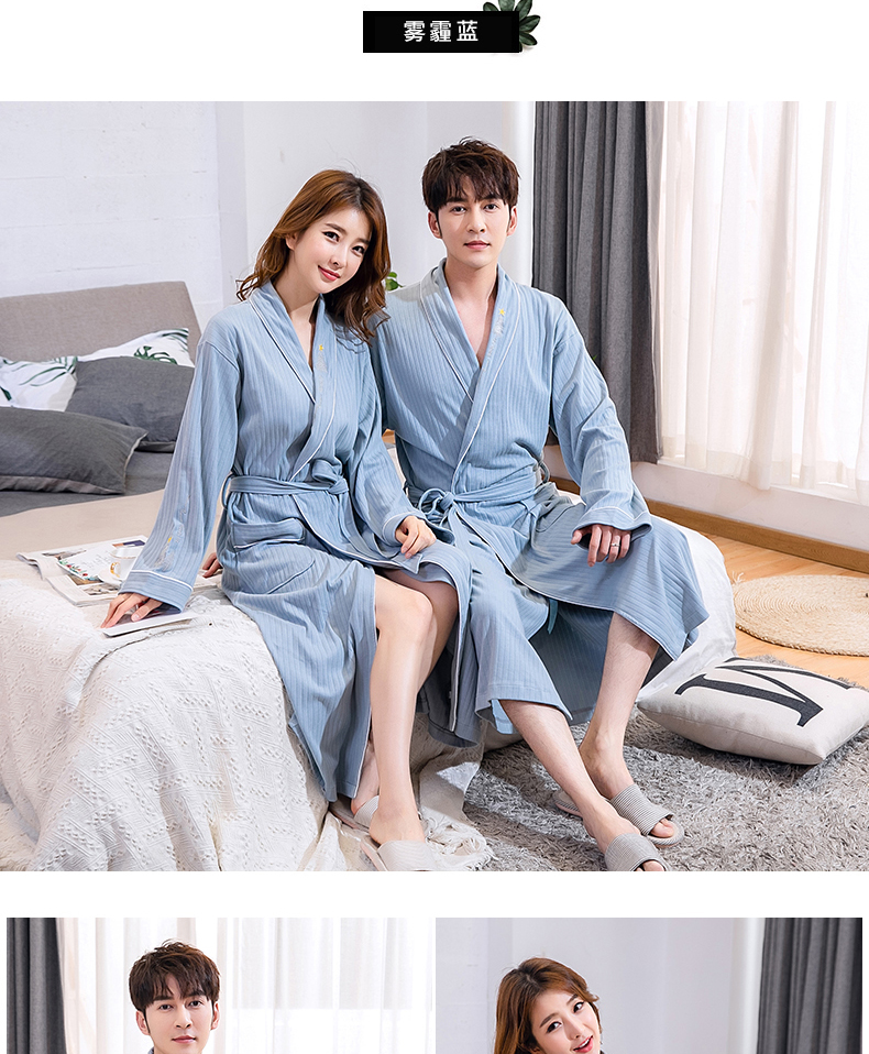 级酒店浴袍男女夏长款睡袍情侣一对吸水速干棉薄款睡衣fishbasket