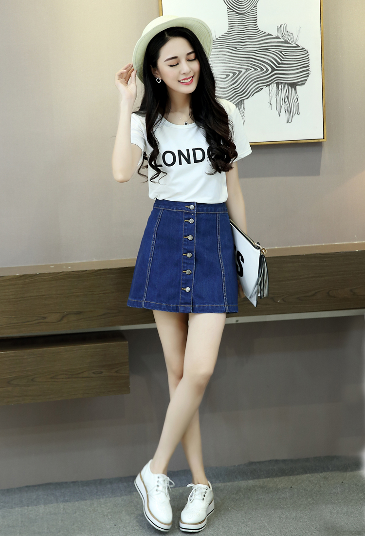 韩版牛仔短裙女春夏季2019新款显瘦高腰a字款半身裙子学生a字裙