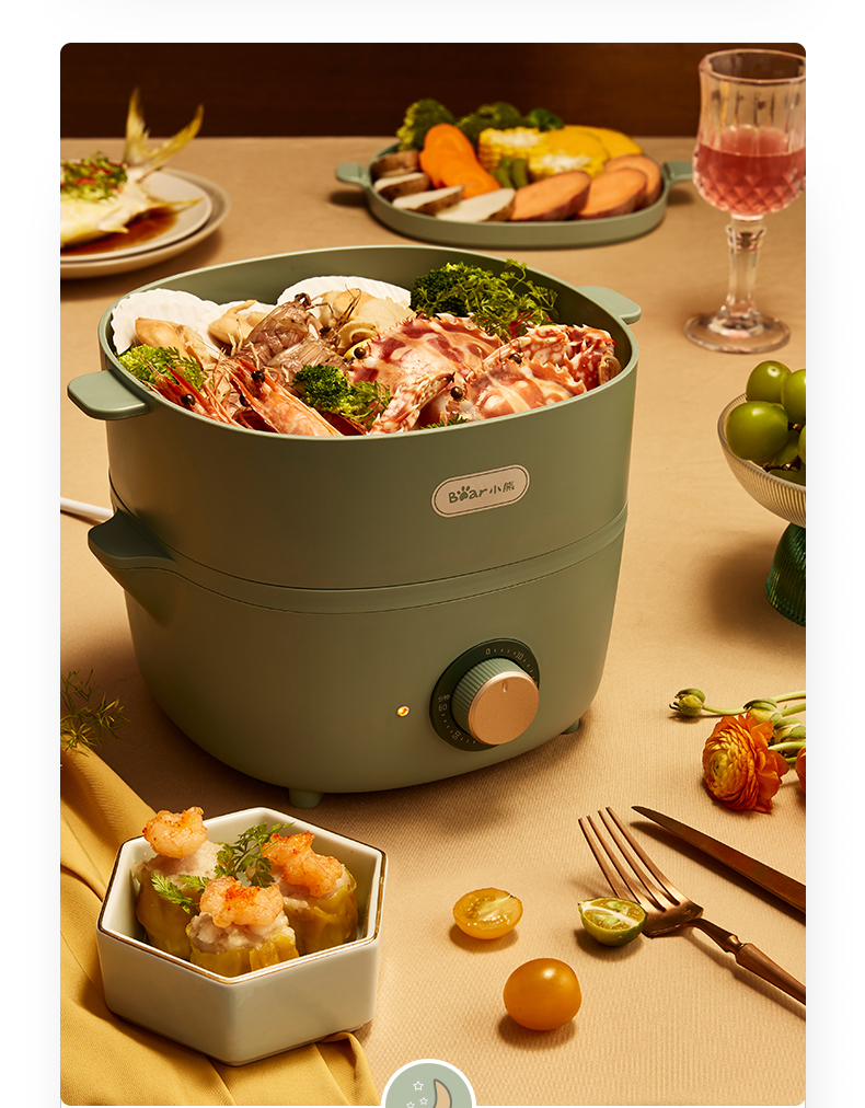 小熊电蒸锅多功能家用小型双层蒸汽锅早餐机大容量自动断电蒸笼