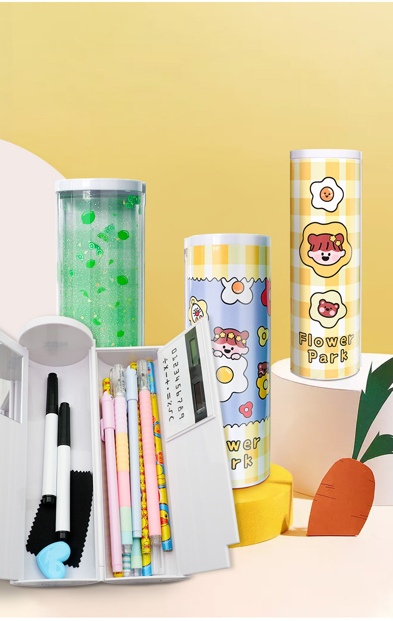 希杰狮王nbx网红流沙学生文具盒多功能创意ins学霸圆柱铅笔筒阿布家族