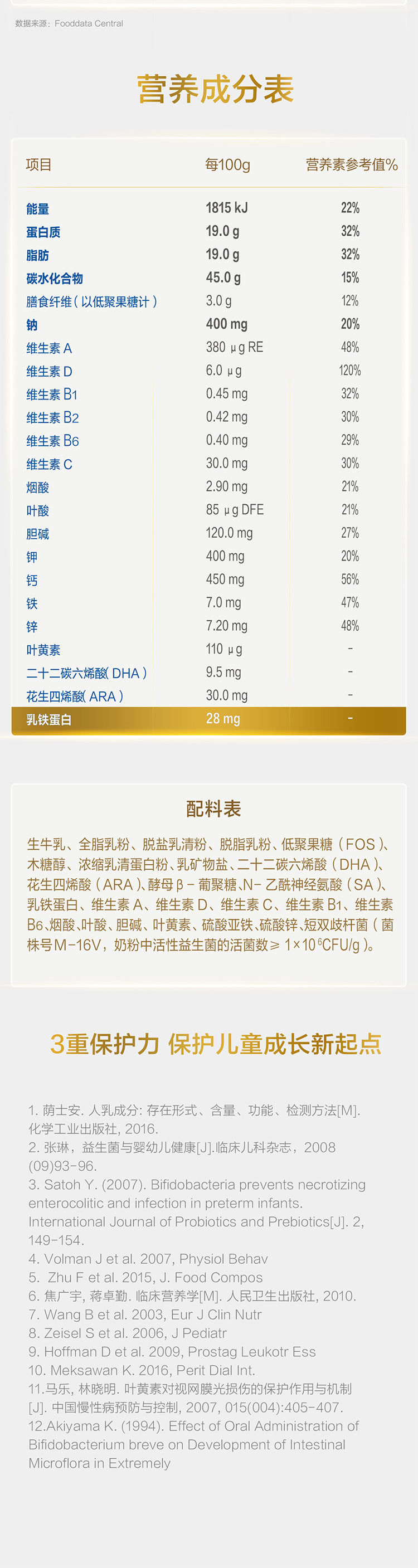 飞鹤茁然学护儿童配方奶粉4段36岁适用700克