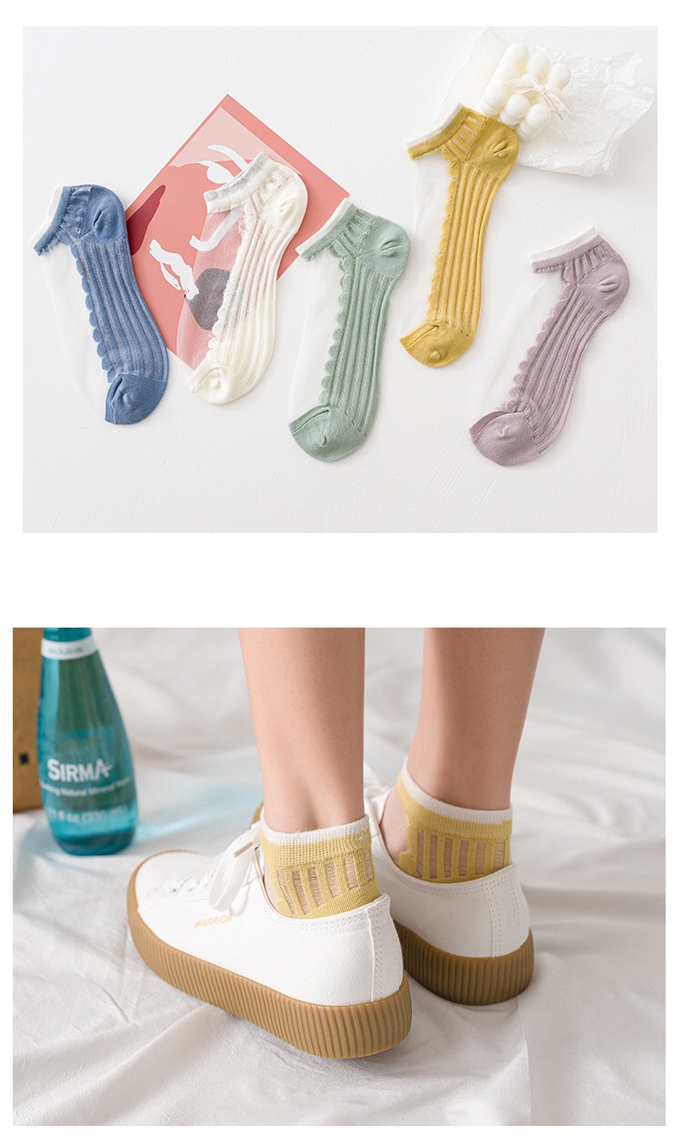 新款女夏季玻璃丝袜日系薄款卡丝短袜透明水晶隐形袜cb