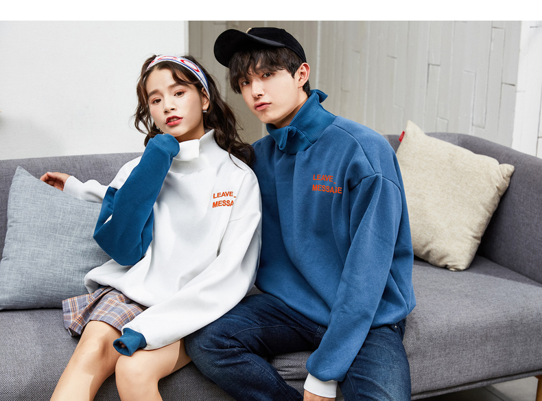 9元】唐狮情侣装ifashion卫衣男女外套韩版宽松小高领套头青年潮