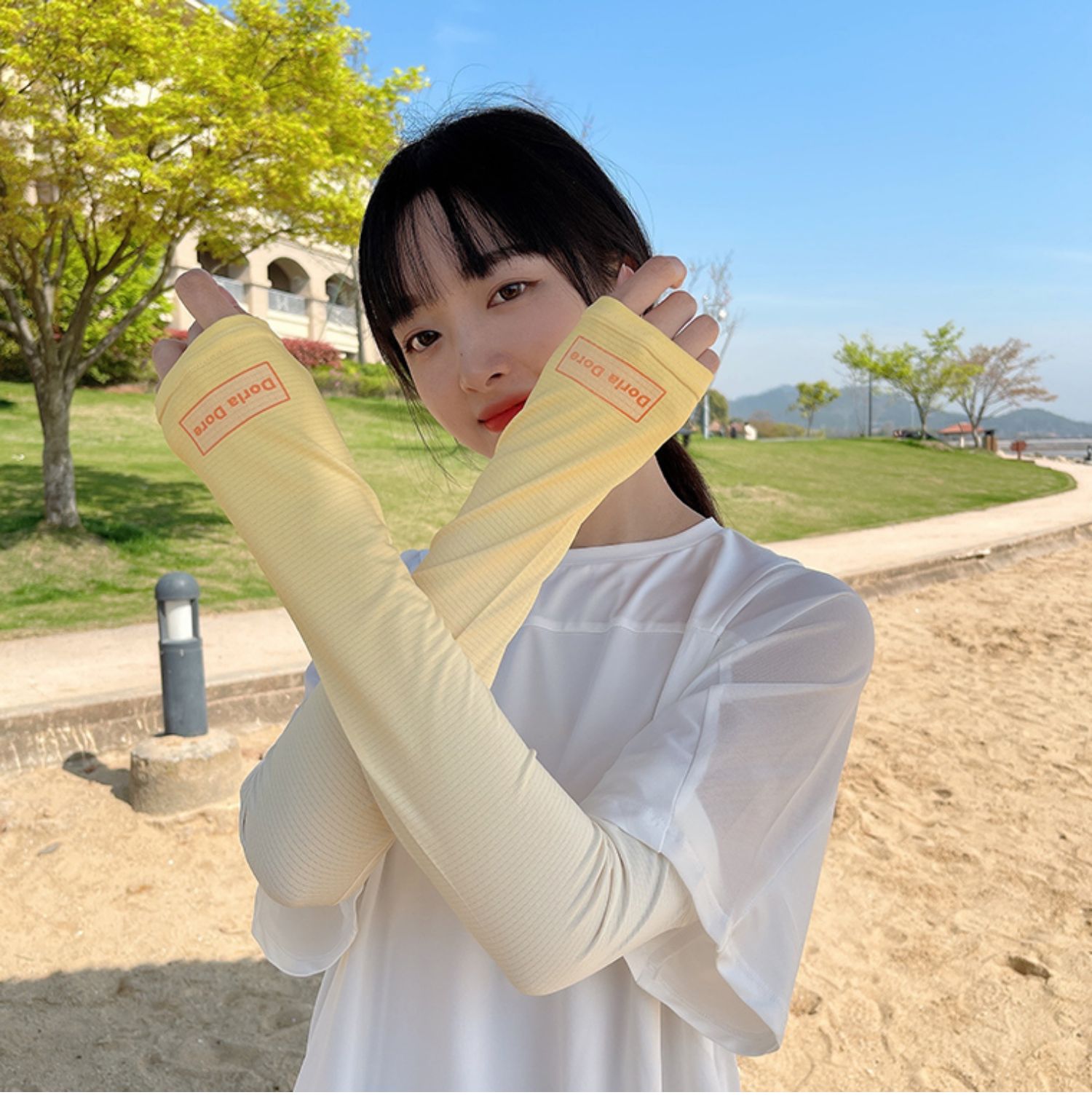 祥世恒吉夏季冰爽色袖套男女冰丝薄款手套手臂套袖骑行护臂