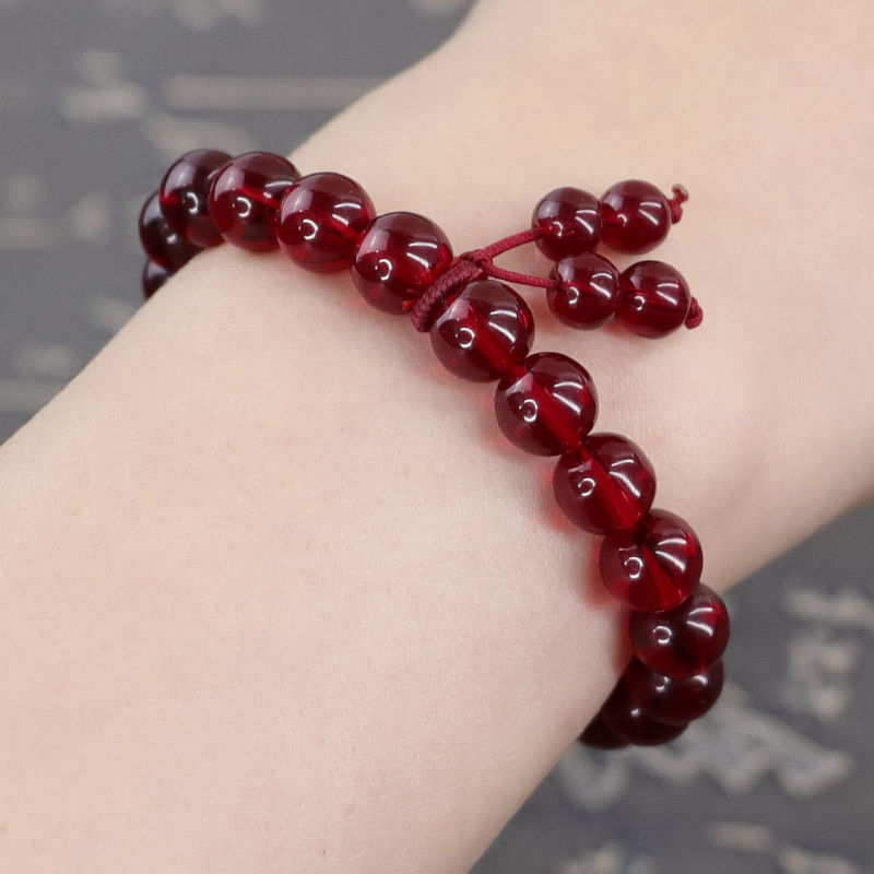 《7a全净体红石榴石手链女手串散珠子酒红天然转运串珠配珠水晶 天然