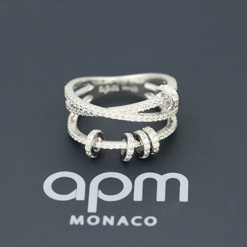 apmmonaco灵动圈圈时来运转穿孔戒指女时尚宽指环送女友礼物首饰