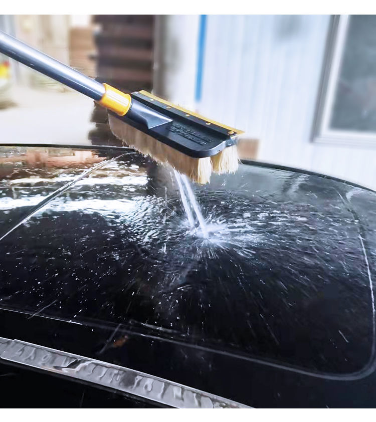 长柄伸缩猪鬃毛通水洗车刷子软毛刷车刷子清洁工具洗车拖把通水刷无杆