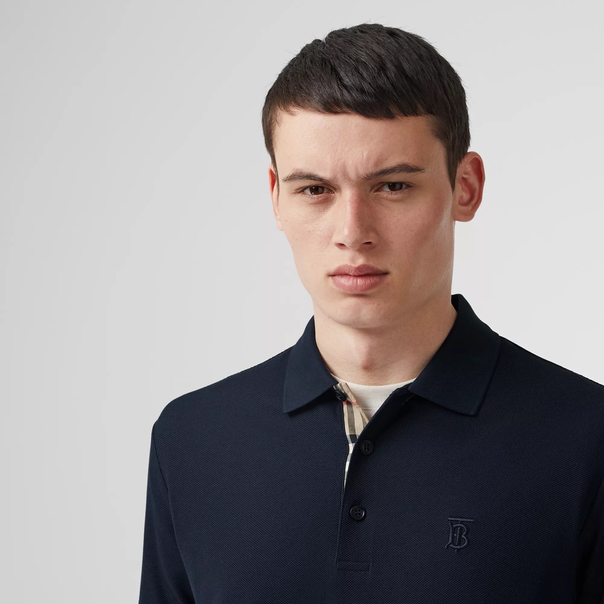 burberry巴宝莉2020年新款深蓝色棉质绣tb标识男士短袖polo衫