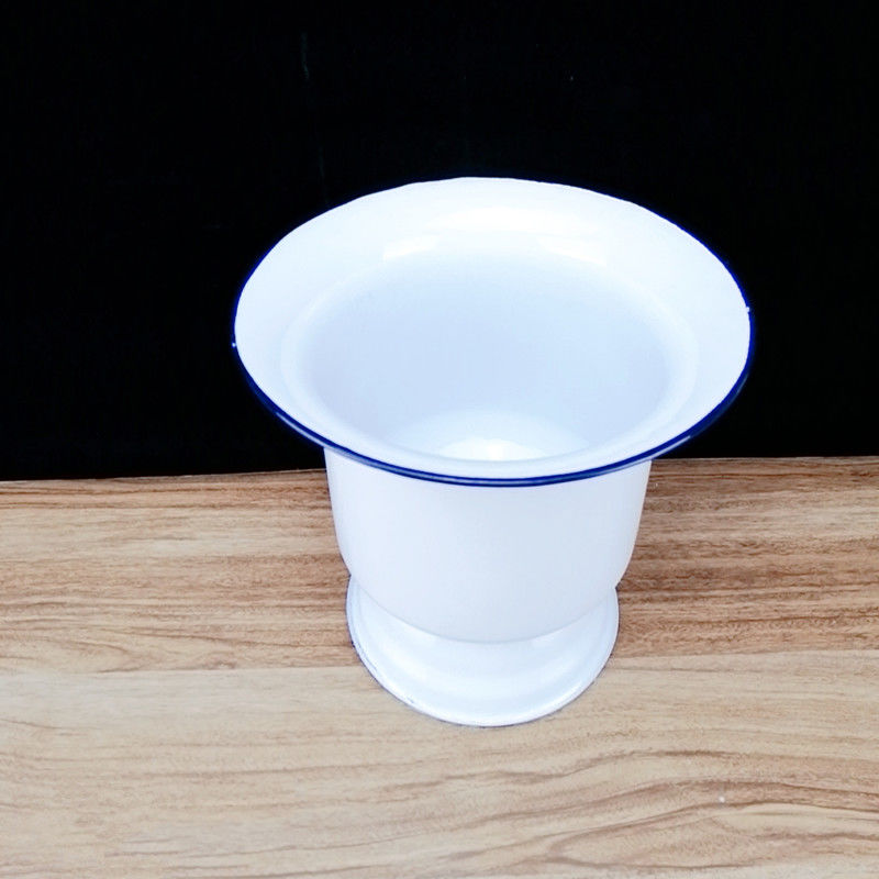 《搪瓷加厚老式痰盂成人高脚痰盂带盖白色高脚痰盂儿童宝宝小痰盂