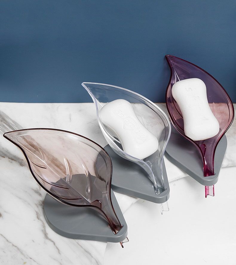 三维工匠新疆免打孔树叶肥皂盒浴室创意香皂盒沥水置物皂盒架叶子