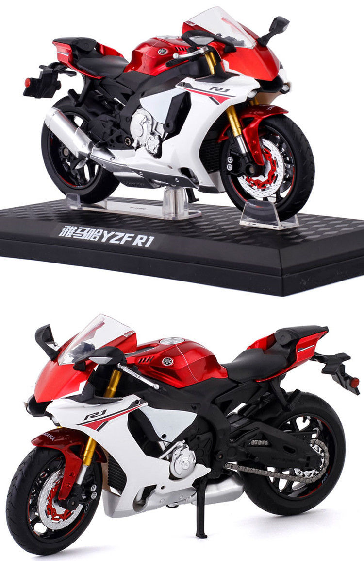 112仿真摩托半合金模型铃木宝马摩托车模型玩具摆件饰品暴龙vrex红色