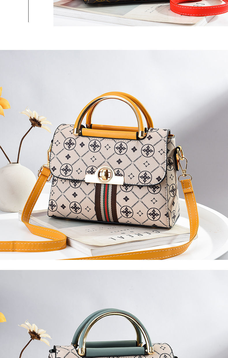 富贵鸟女士小包包女包2021新款潮时尚百搭印花大容量手提单肩包包米白