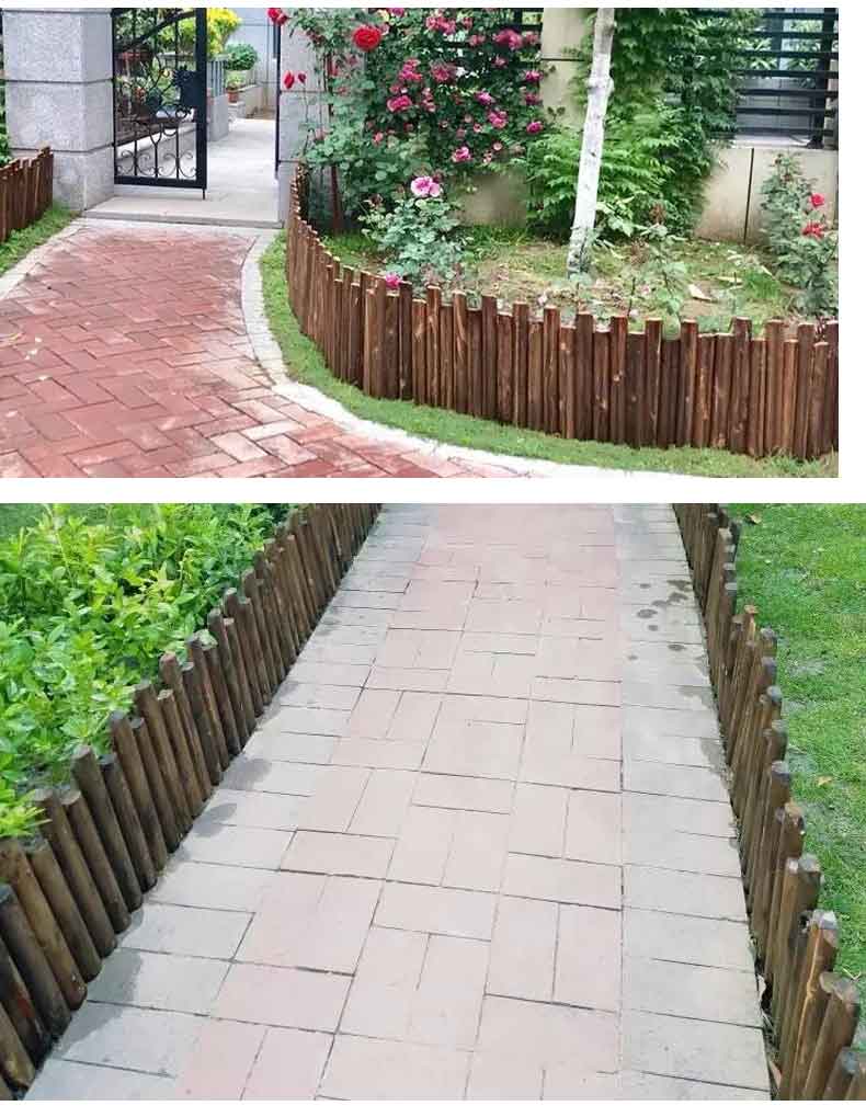 梦引碳化防腐插地栅栏田园白色木桩花园实木围栏庭院护栏户外装饰篱笆