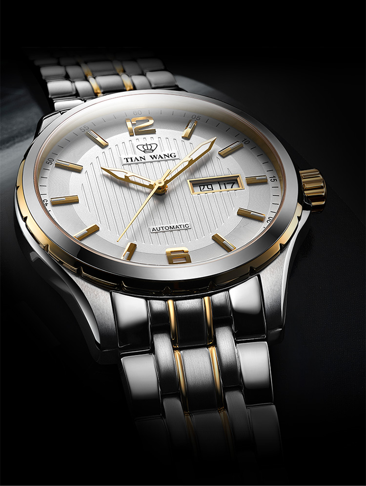 天王表(tianwang)沉稳大气自动机械表男款休闲气派尊贵钢带手表gs5732