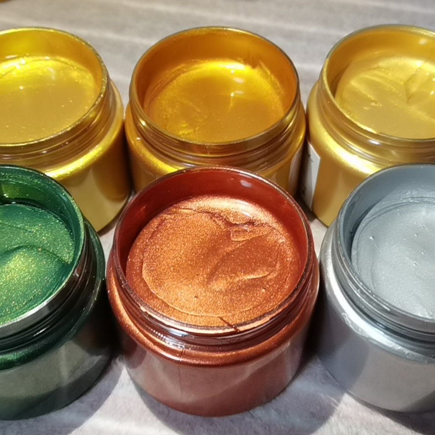 金色写春联丙烯颜料100ml佛光金300ml金属色墙绘石头防水金粉颜料黄