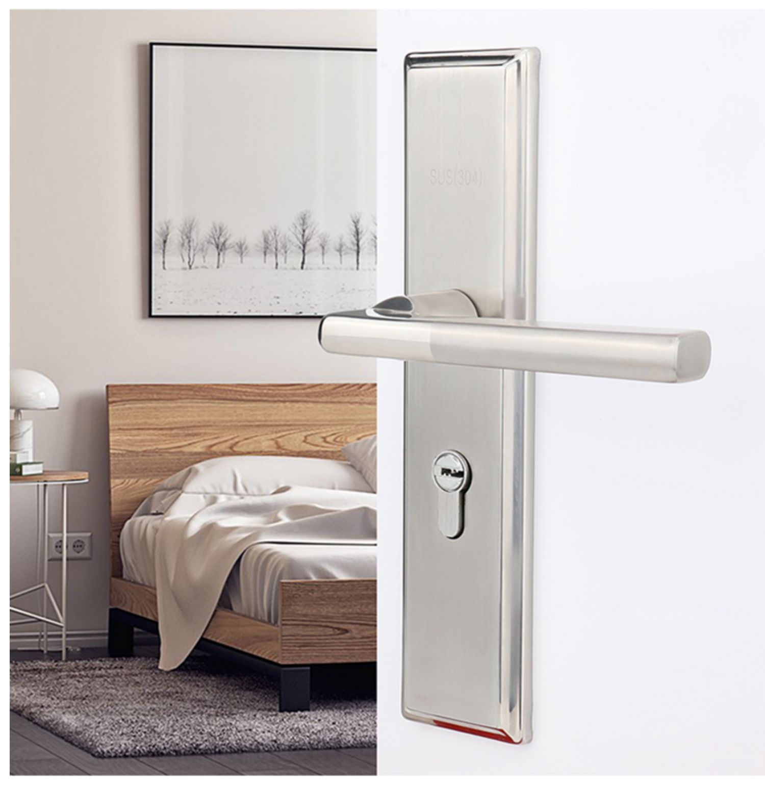 敬平旧木门换锁具室内卧室房门锁老式把手面板lock黑色家用通用型门锁