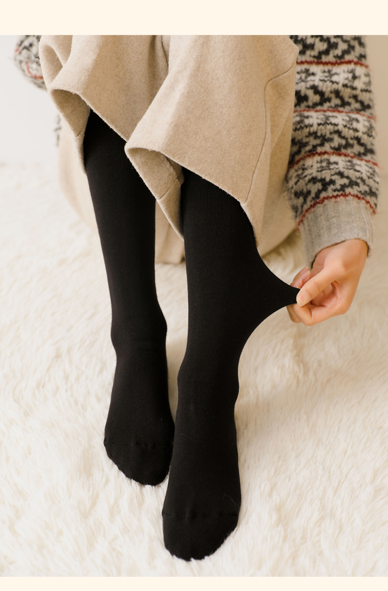 允秋冬款棉加厚中筒袜子女黑色长袜日系冬天保暖加绒长筒小腿袜潮袜子
