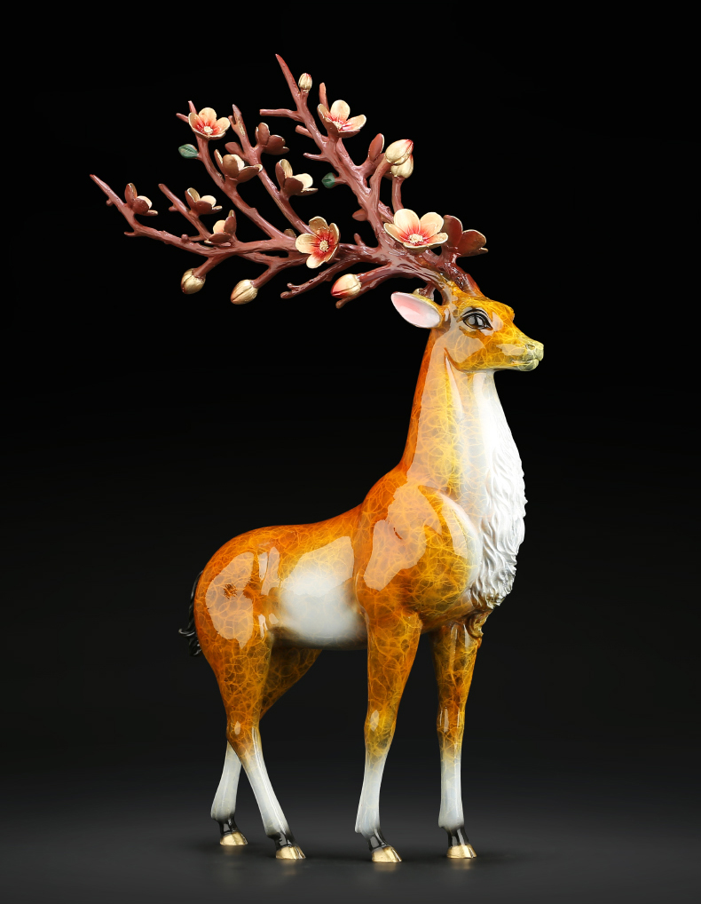 慕洛奇福鹿高升全铜麋鹿摆件装饰工艺品店铺开业创意礼品招财客厅书房