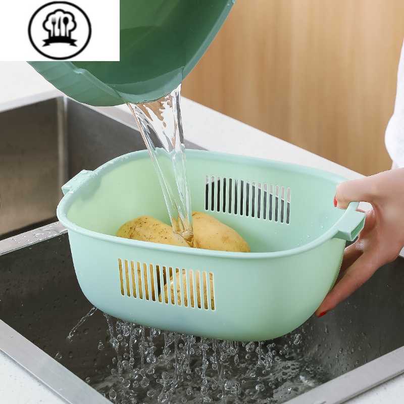 敬平双层家用厨房洗菜盆沥水篮菜篮子洗菜篮茶几客厅水果盘洗水果器