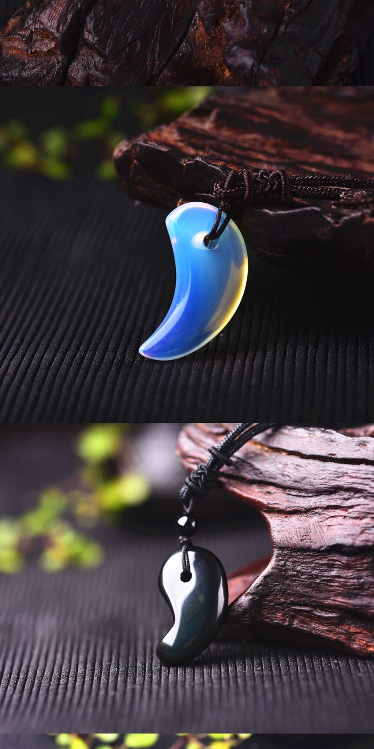 白色一个天然黑曜石勾玉吊坠黑白太极八卦阴阳师男女情侣一对项链