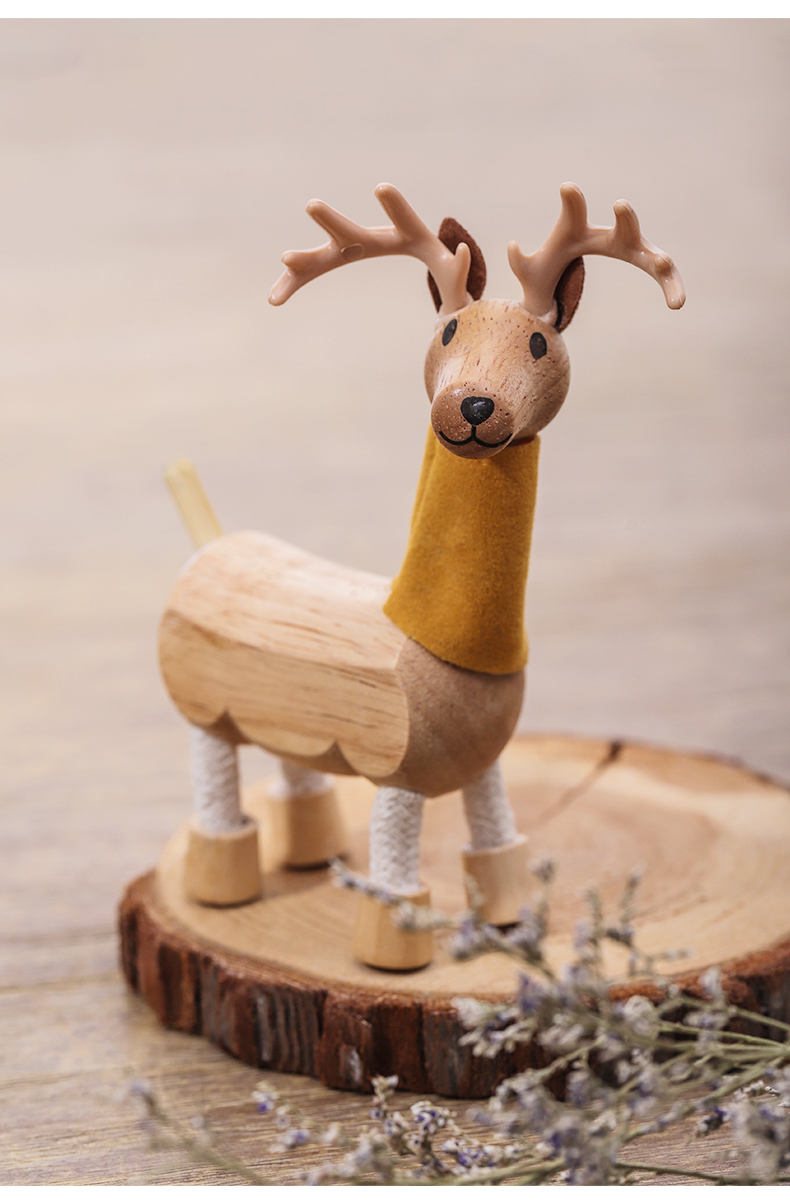 ins创意可爱家居客厅摆件儿童卧室办公室装饰品木质动物玩偶 熊猫