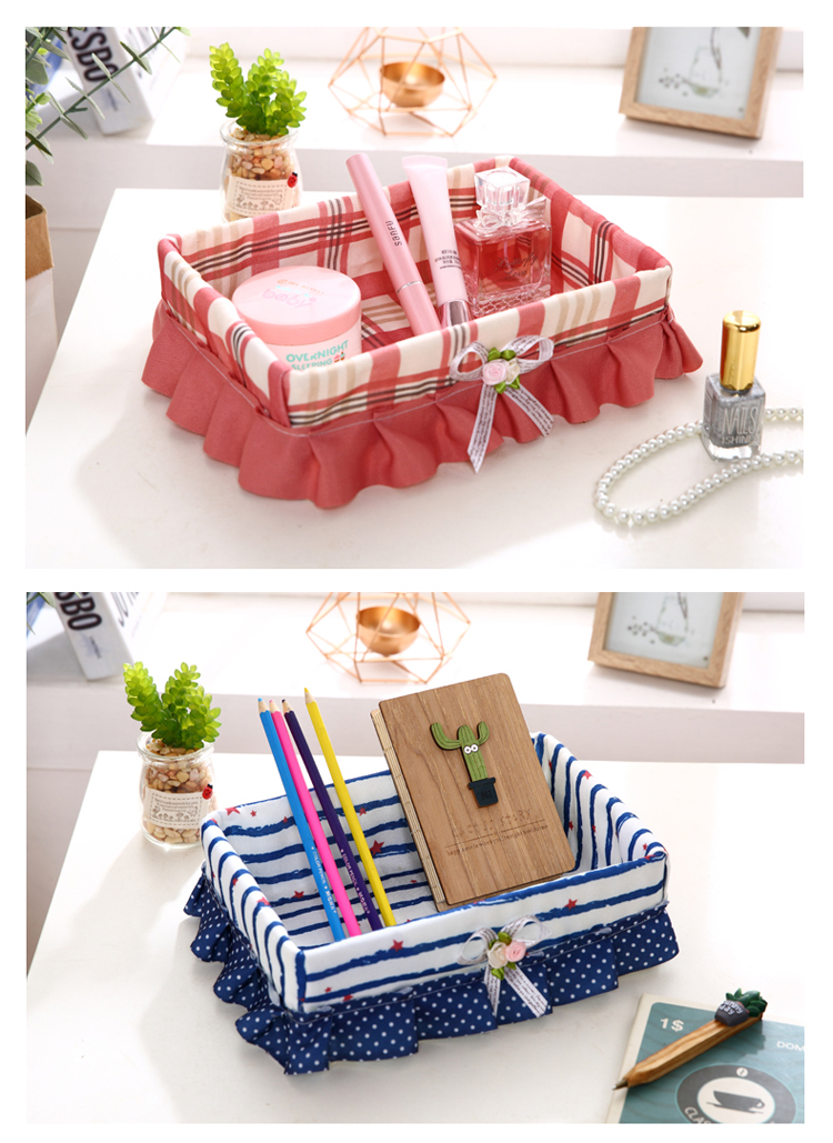 家柏饰(corated)布艺收纳筐收纳篮桌面收纳盒杂物筐藤编零食化妆品