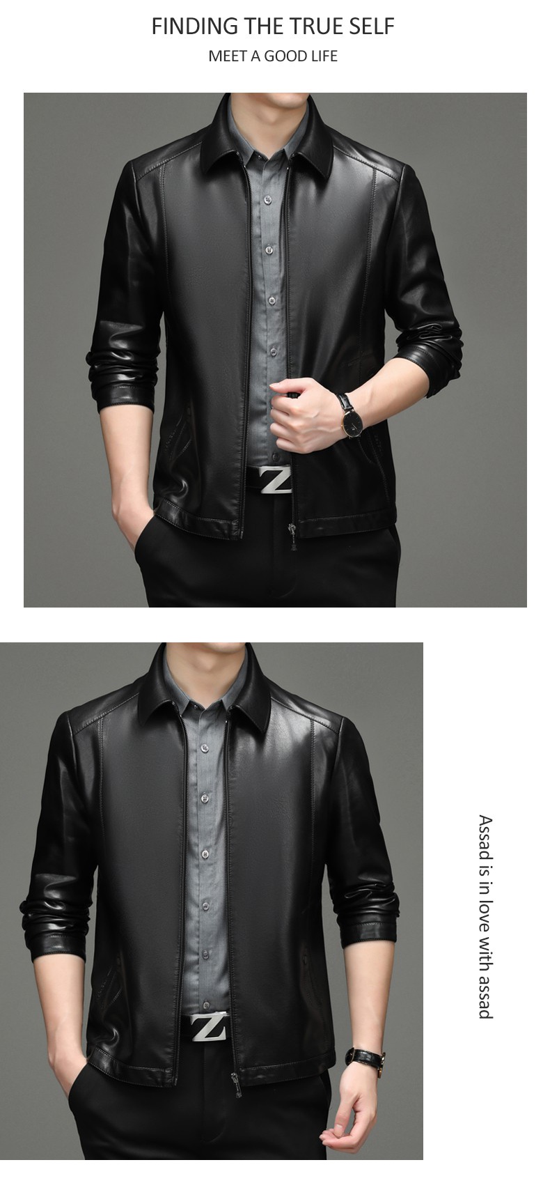 官方正品恒源祥男士皮衣外套男春秋韩版修身潮流帅气秋冬季机车仿皮