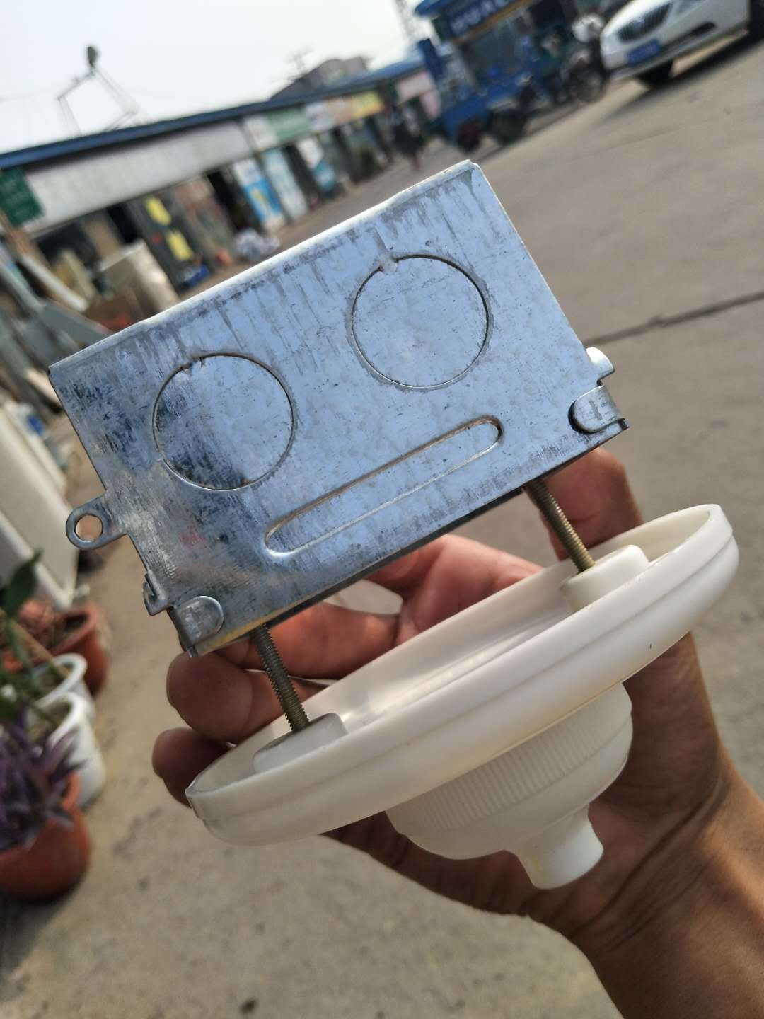 日光灯吊线盒单双管led荧光灯支架86型明装挂链吊灯底座塑料 1069b无