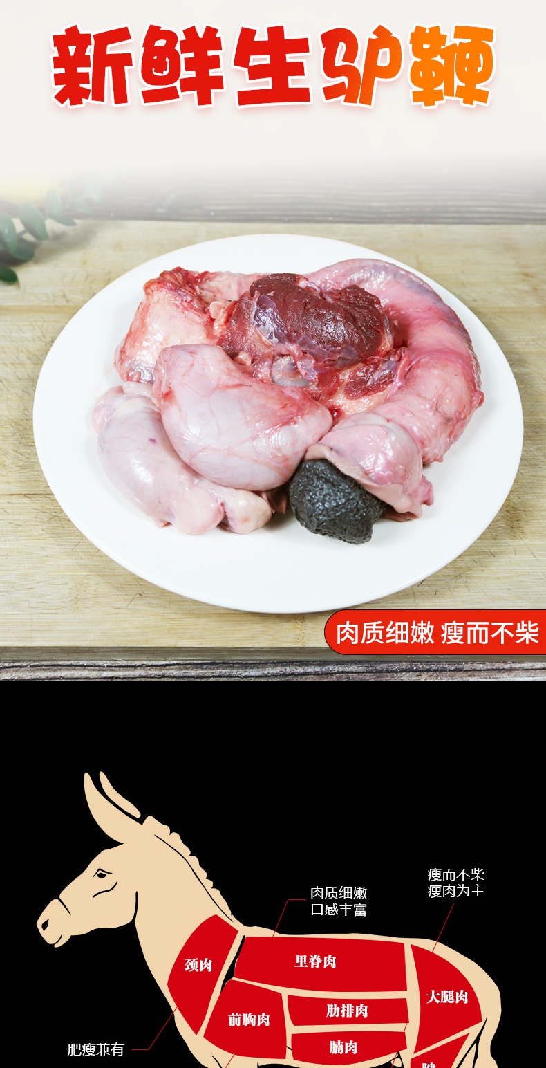 农家鲁西黑驴驴肉新鲜现杀生驴肉鲜黑驴