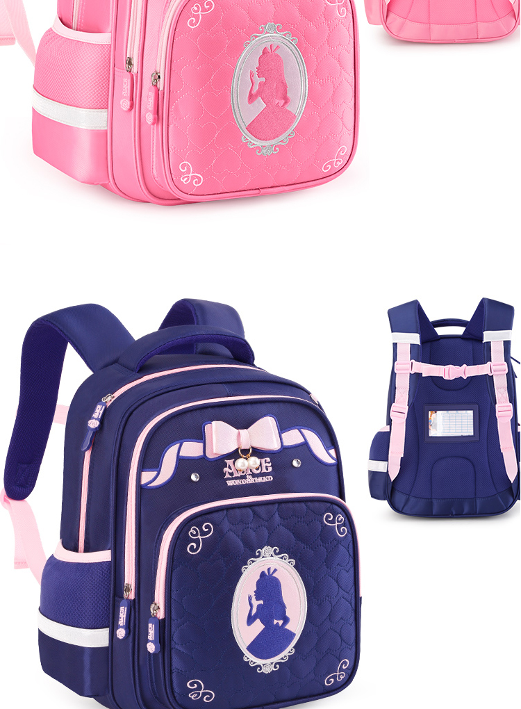 迪士尼(disney)爱丽丝书包小学生女童1-3年级公主7-10岁女孩儿童双肩