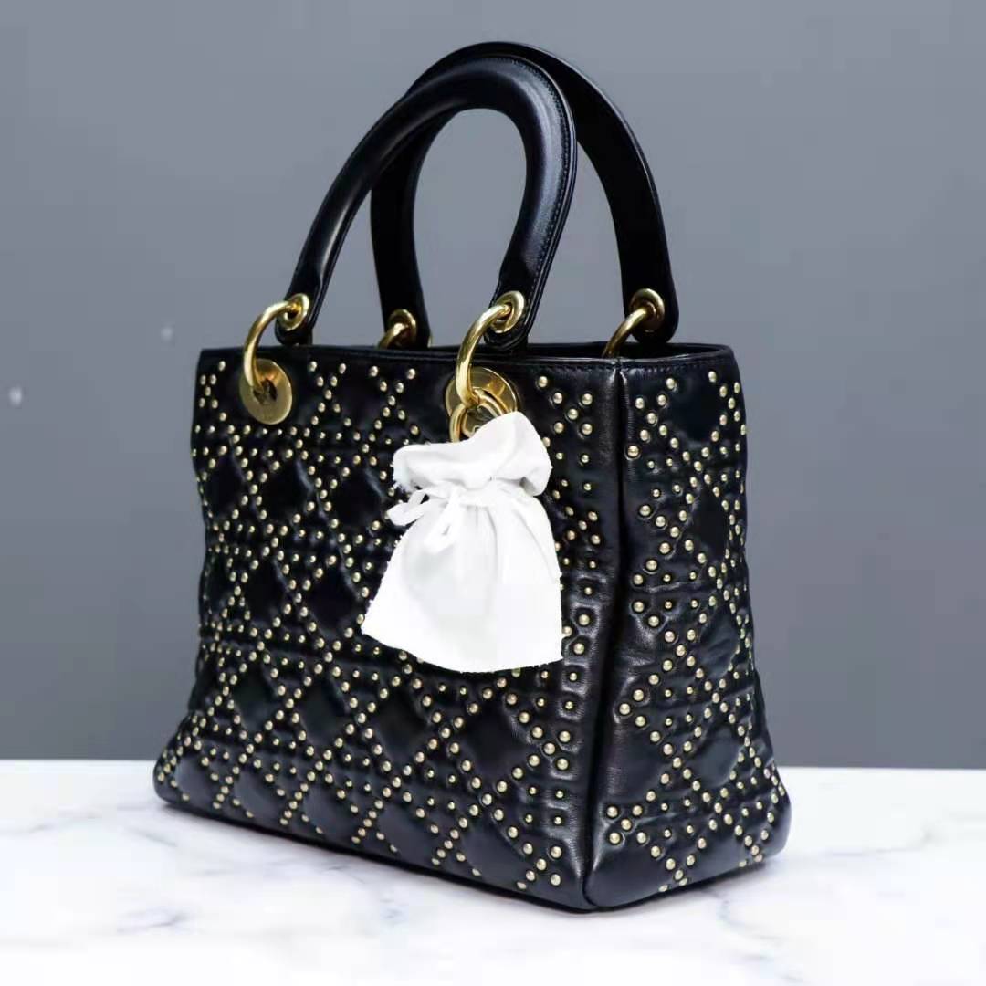 迪奥(dior)二手皮具箱包手提 【二手95新】dior迪奥铆钉新款lady四格