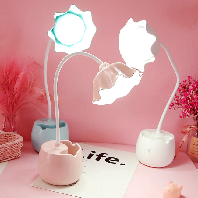 可爱卧室学生led台灯粉色少女心护眼ins书桌学生简约床头灯卧室