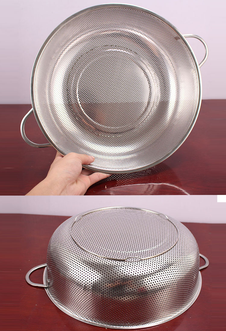haoyangdao加厚不锈钢漏盆圆形不锈钢米筛沥水盆水果篮洗菜盆过滤盆