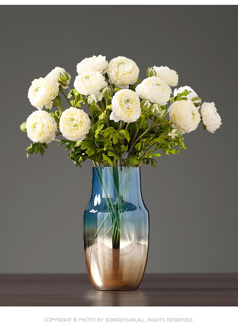 玻璃瓶花瓶北欧创意客厅插花花器装饰品餐桌轻奢花新中式意式摆件封后