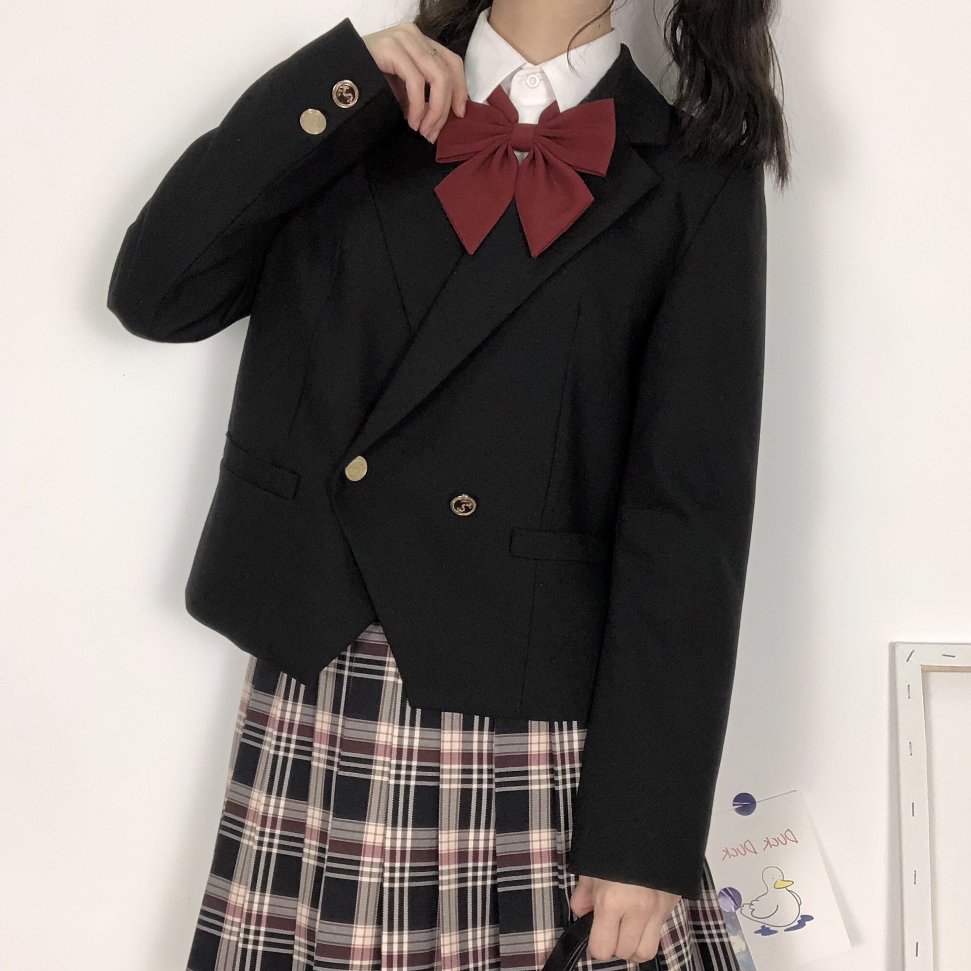 new lakeshindek jk制服s羽根纯色斜角学生领结西服水手服毛衣配饰