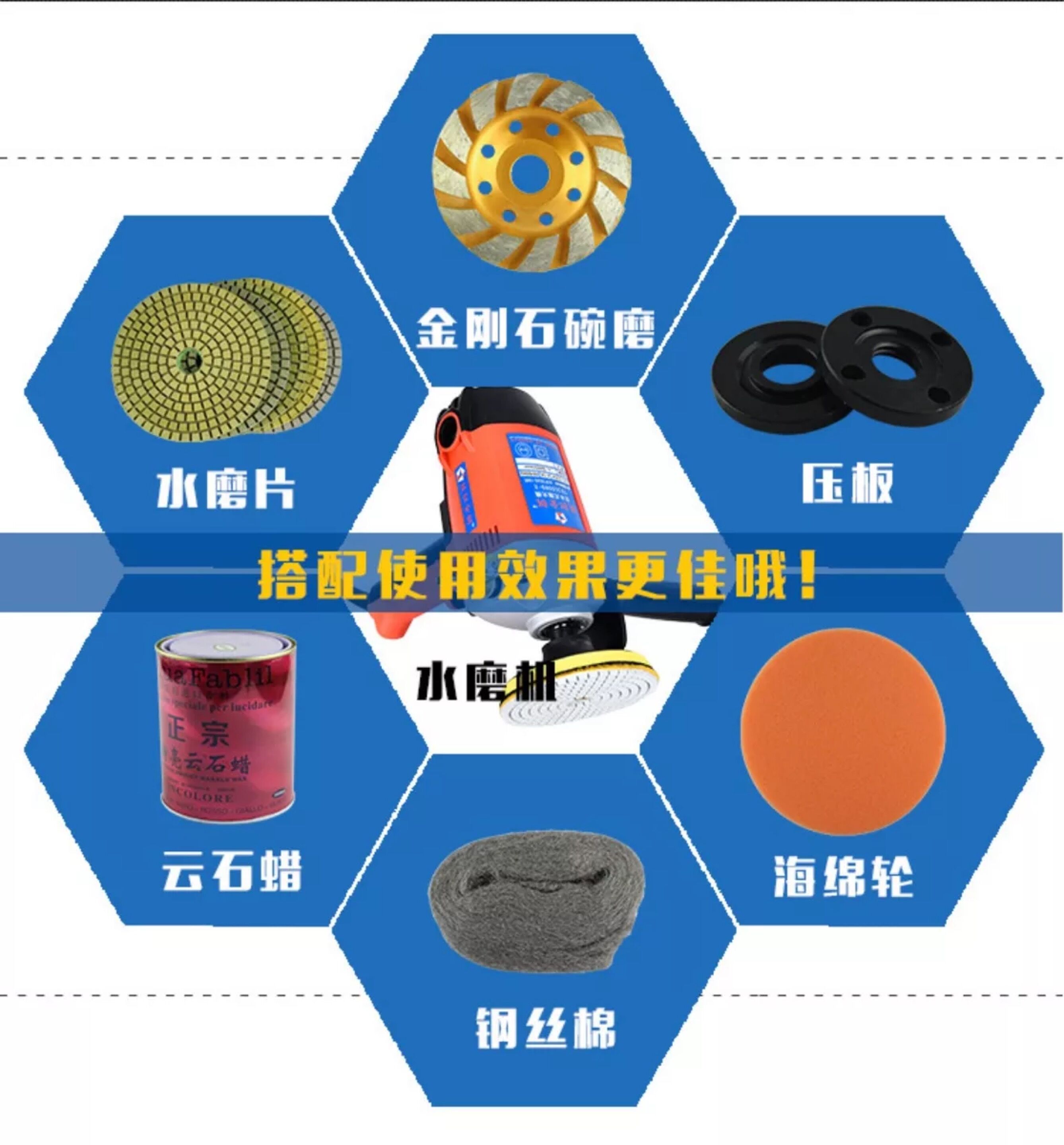 水磨机立式水抛石材地板大理石抛光机900瓦手持式定档变速 2调速石材