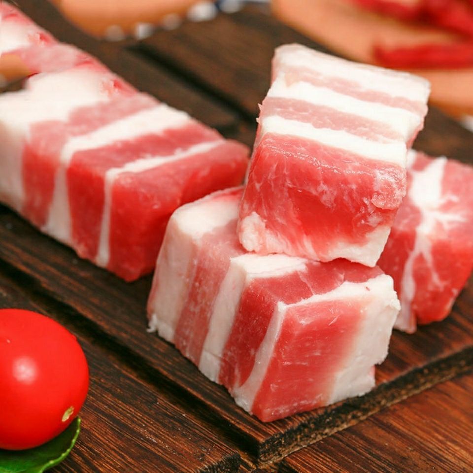 精品肉片4斤 新鲜冷冻瘦肉块生鲜冷冻肥肉块带皮肉块猪鸭复合五花肉块