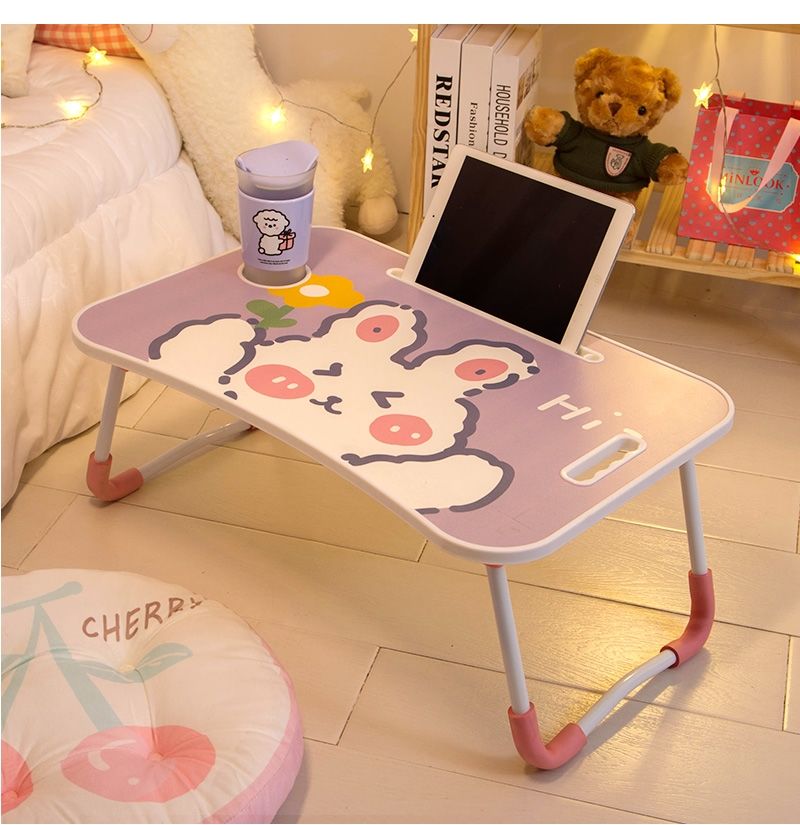 ins床上小桌子折叠宿舍学生小桌板卧室少女坐地电脑懒人学习书桌 紫底