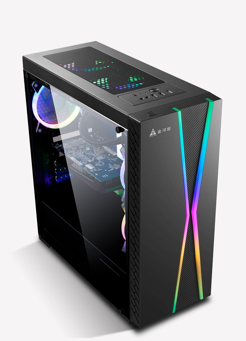 金河田预见n22水冷版电脑台式主机箱水冷游戏机箱侧透防尘机箱