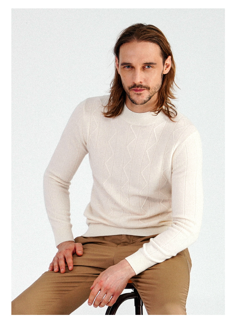 baromon培罗蒙2020秋冬男士羊绒衫纯色保暖毛衣打底针织衫羊毛衫