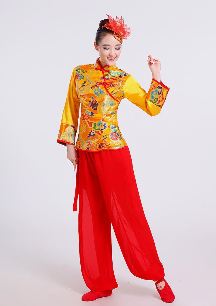 腰鼓队服装女打鼓服2019新款成人现代演出表演中老年民族秧歌秋冬红色