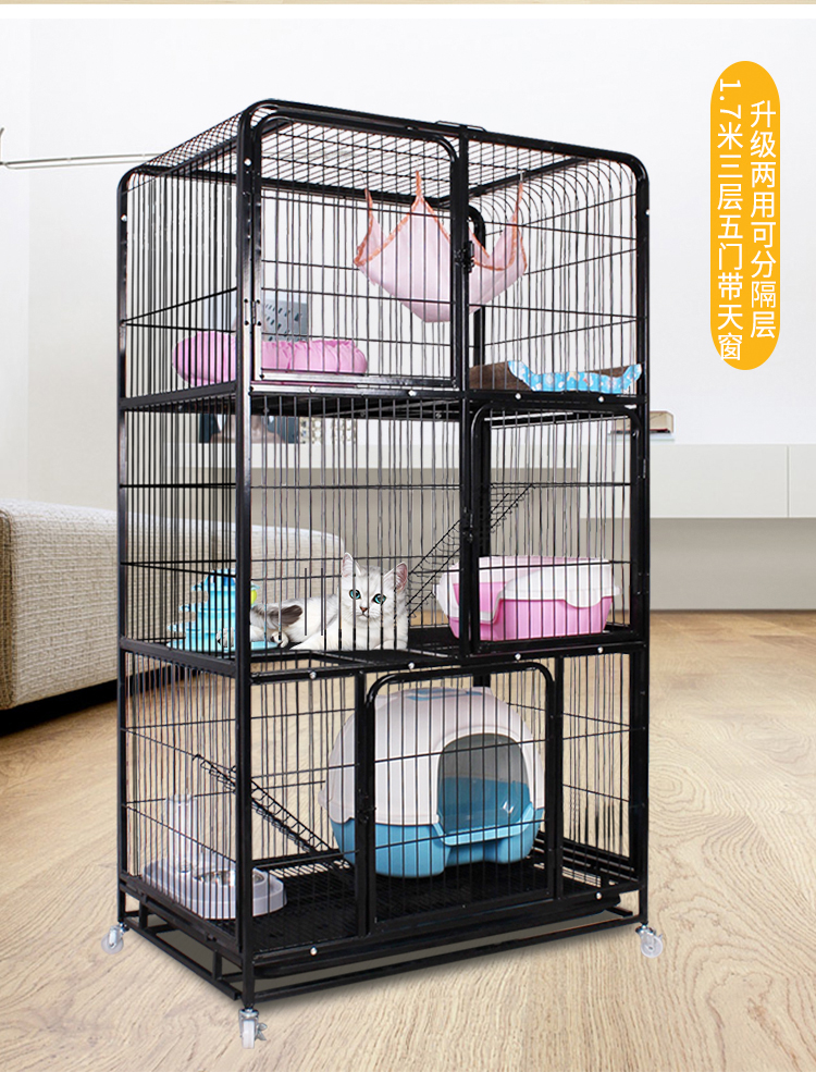 憨憨宠猫咪三层方管猫笼室内大号豪华猫咪笼子豪华猫别墅猫舍猫窝
