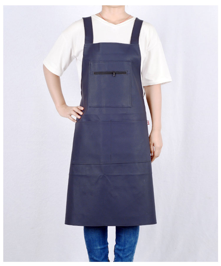 韩版皮围裙厨房防水防油大人时尚背心式pu软皮革围裙工作男女家用三个