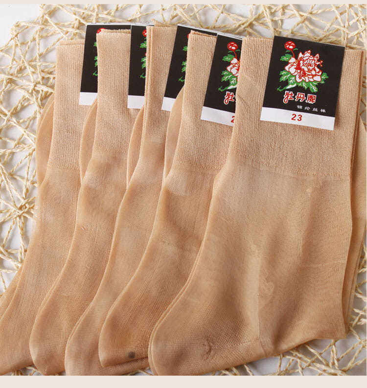 上海牡丹牌锦纶丝袜中老年人松口有跟春夏季老式卡布尼龙丝光女袜