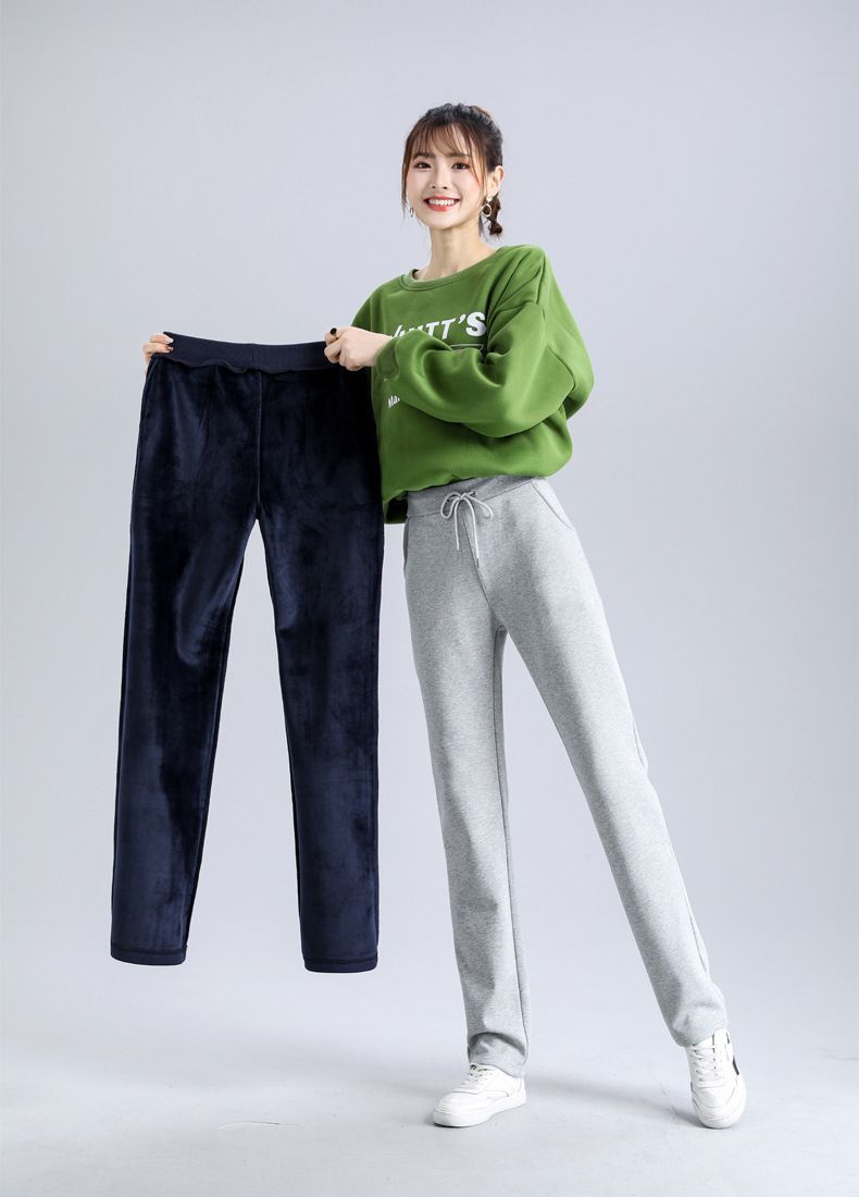 佚貌(yimao)女士休闲裤 佚貌yimao 加绒运动裤女裤子秋冬季宽松休闲