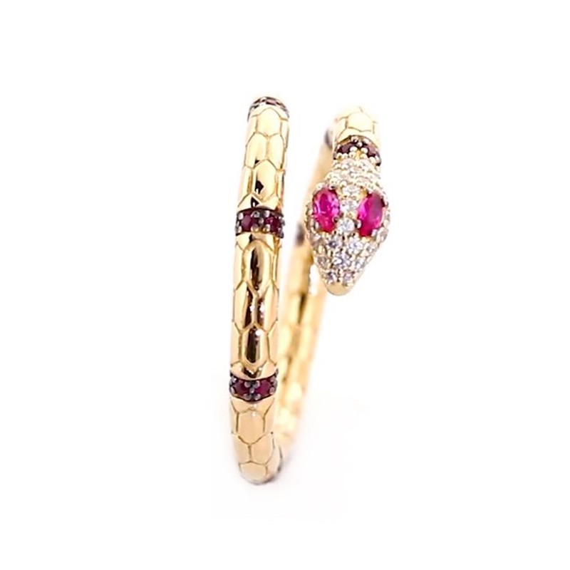 apmmonaco金黄色蛇神戒指女蛇形情人节生日礼物送女友a18486xkry50vcr