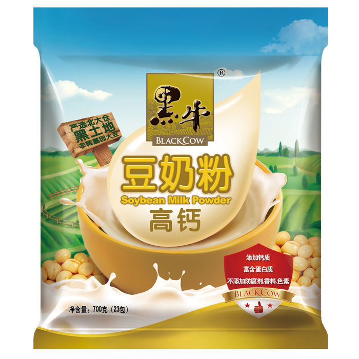 特价黑牛高钙豆奶粉700克约23包维他命儿童中老年1袋3袋热冲1袋高钙